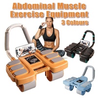 Four Wheel Abdominal Exercise Roller Elbow Support for Core Strength Training - Blue