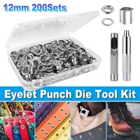 200 Sets 12mm Copper Metal Eyelet Grommet Tent Tarp Tool Tarpaulin Installation