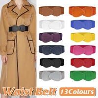 Fashion Belt Red Elastic Waist Cover Wide Belt Women Black Elastic Bow Decoration - White