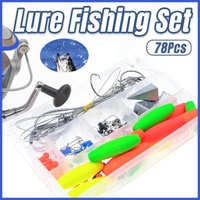 78pcs Fishing Gear Set Hooks Lures Baits Tackle Kit for Freshwater Saltwater