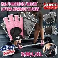 M Size Women Fitness Gym Training Gloves Half Finger Gel Weight Lifting Workout Gloves - Black