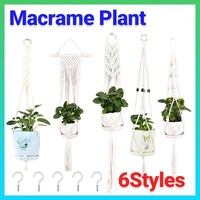 Macrame Plant Flower Pot Holder Hanger Hanging Planter Basket Hemp Rope Braided - #15