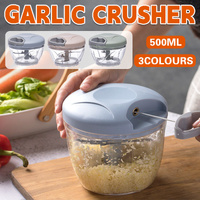 500ml Manual Meat Mincer Garlic Chopper Rotate Garlic Press Crusher Vegetable - Pink