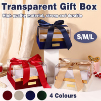 Acrylic Gift Box Clear Souvenir Display Case Bow Storage Container for Packaging - Green - L