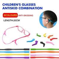 Silicone Glasses Strap and Ear Grip Set Eyeglasses Holder Cord with Hooks 20cm - Blue