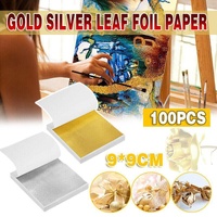 100X Gilding Gold & Silver Leaf Sheets for Nail Art & Craft Decoration - Silver