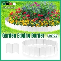20PCS Garden Edging Fence Decorative Plastic Lawn Border Panels Landscaping - Green