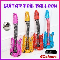 Guitar Foil Balloon Air Fill Rock and Roll Music Party Wedding Birthday Decoration - Red