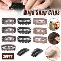 30pcs New Wig Snap Clips for Hair Extension Weft 32mm All Colors Hair Styling - Brown