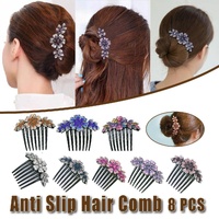 8Pack Rhinestone Hair Comb Non-Slip Simple All-Match Hair Accessories Fork Comb