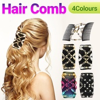 Beaded Stretchy Easy Magic Hair Comb Elastic Double Hair Clip Hair Accessories - Black