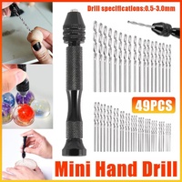 49pcs Mini Hand Drill Vise Hand Bits Twist Woodworking Set Precision Pin Tool