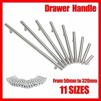 5pcs Silver Kitchen Cabinet Door Handles Stainless Steel Door Drawer Pull T Bar - 300mm/192mm