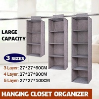 3/4/5 Tier Hanging Closet Organizer Fabric Storage Shelves for Wardrobe and Shoes - 5 Tier