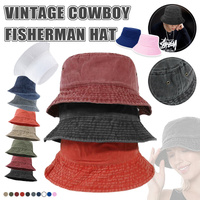 Unisex Men Women Washed Cotton Outdoor Camping Sports Bucket Hats Fisherman Hat - Grey