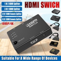 HDMI Switch Splitter 3-in-1 5-in-1 or 1-in-2 1080p 4K Manual or Remote Options - 3 in 1 Switch 4K Remote IR