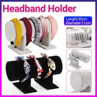 Jewelry Display Stand Headband Holder Organizer Chains Velvet Storage Rack - Grey