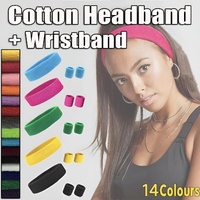 Wristbands Headband Sweatbands Sweat Band For Sport Tennis Badminton Yoga Cotton - Teal