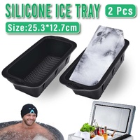 2PCS Reusable Silicone Ice Blocks Large Cube Tray for Drinks and Cocktails
