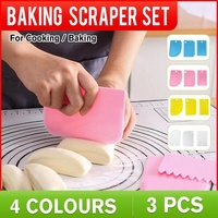 3Pcs Dough Cutter Icing Scraper Kitchen Tool Pastry Bowl Divider Bench Fondant - Yellow