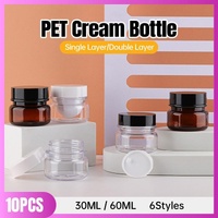 10pcs PET Plastic Cosmetic Bottles Refillable Travel Face Cream Containers - 60ml-Brown+White-Single