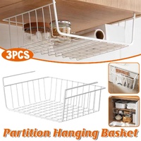 3PCS Hanging Storage Basket Rack Organizer Kitchen Wardrobe Shelf Cabinet Basket