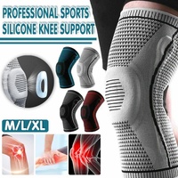 Black Knee Brace Knee Compression Sleeve Professional Sports Silicone Knee Support - XL