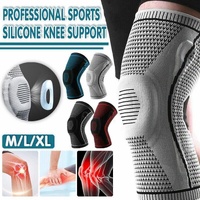 Red Knee Brace Knee Compression Sleeve Professional Sports Silicone Knee Support - L