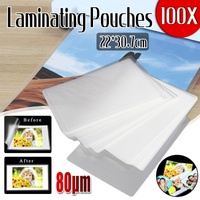 100 Pack A4 Laminator Laminating Pouches Laminate Sheets 80 micron 22x 30.7mm