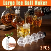 2X Large Ice Ball Maker Cube Tray Big Silicone Mold Sphere Whiskey Round Mould