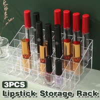 3pcs Transparent Lipstick Organizer Cosmetic Holder Storage Box for Makeup