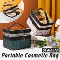 Portable Double-Layer Large Capacity Waterproof Cosmetic Bag Travel Toiletry Bag - Black