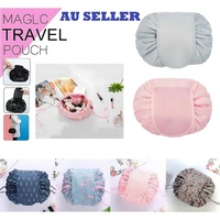 Portable Travel Makeup Bag Drawstring Cosmetic Pouch Lazy Storage Organiser Case - Pink