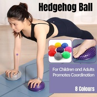 Spiky Massage Ball PVC Half Round Yoga Exercise Foot Hand Cushion - Grey