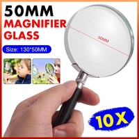 Magnifying Glass 10X Handheld Metal Frame 50mm Loupe