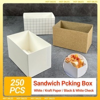 250PCS Sandwich Packaging Box Breakfast Hamburger Wrapping Box L Size - White