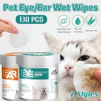130pcs Wipes Wet Pet Eye/Ear Dog Cat Tear Stain Remover Cleaning Paper Wipes - Ear Wipes