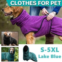 Dog Puppy Hoodies Jacket Solid Coat Pet Winter Soft Warm Clothes S-5XL Lake Blue - 2XL