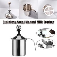 400ml Stainless Steel Manual Milk Frother Double Mesh Strainer Frothing Pitcher