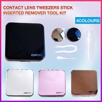 Contact Lens Tweezers Stick Inserted Remover Tool Kit Tip Storage Case Box Sets - Silver