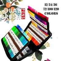 12-120 Watercolor Brush Pen Set Artist Sketch Marker - Black-12 Colours