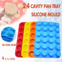 24 Cavity Pan Tray Silicone Mini Cupcake Cookie Baking Mold Au - Blue