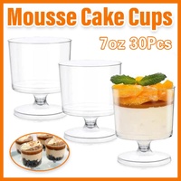 30pcs Clear Hard Plastic Mousse Cake Cup Pudding Ice Cream Dessert Serving Cups