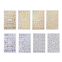 3D Nail Butterfly Design Sticker Decor Decal Holographic Laser Nail Art Sticker - Silver L-04