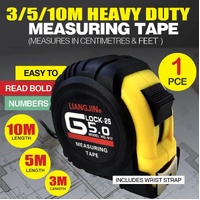 Steel Measuring Tape with Lock Rubber Grip Metric and Inch Ruler 3M 5M 10M - 5M