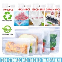 10-40PCS PEVA Food Storage Bags Reusable Zip Lock Pouch Fresh Sealer - 10 PCS Small