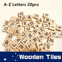 20X Wooden Alphabet Scrabble Tiles A-Z Letters and Numbers DIY Craft Game Pieces - Letter T 20pcs