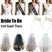 Bride To Be Hen Veil Sash Tiara Hens Night Bridal Shower Kitchen Tea Accessories - Package 6