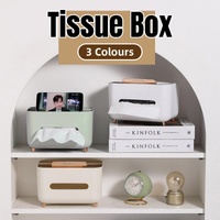Tissue Box Dispenser Storage Box Napkin Case Remote Control Box Multi-Function - White