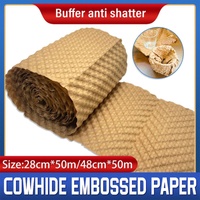 Cowhide Pressure Bubble Paper Roll Shock Absorbing Biodegradable Cushioning Wrap - 28x50m